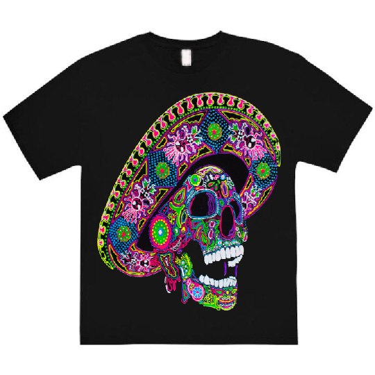 CAL CHARRAS Mariachi Skull T-Shirt – Glow-in-the-Dark Tribute to Mexican Culture