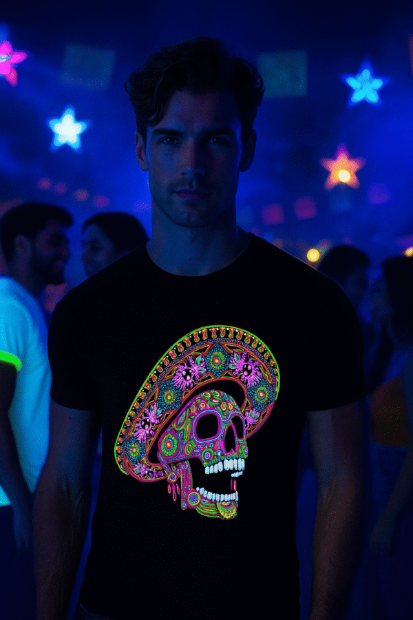 CAL MARIACHI IL Mariachi Skull T-Shirt – Glow-in-the-Dark Tribute to Mexican Culture