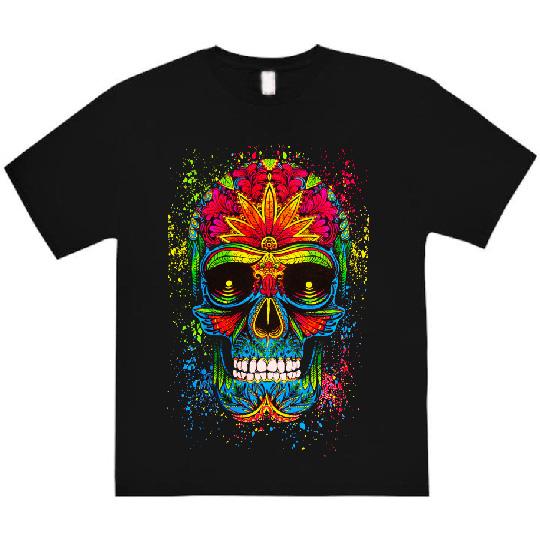 CAL MOTAS Psychedelic Skull T-Shirt – Mexican Art Meets Halloween