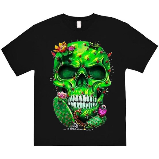 CAL NOPALS Cactus Skull T-Shirt – A Unique Mexican Tribute to Día de Muertos