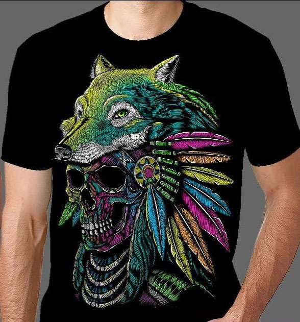 CALABERA LOBO 👕 “Spirit of the Wolf” T-Shirt – Día de Muertos Edition 🇲🇽