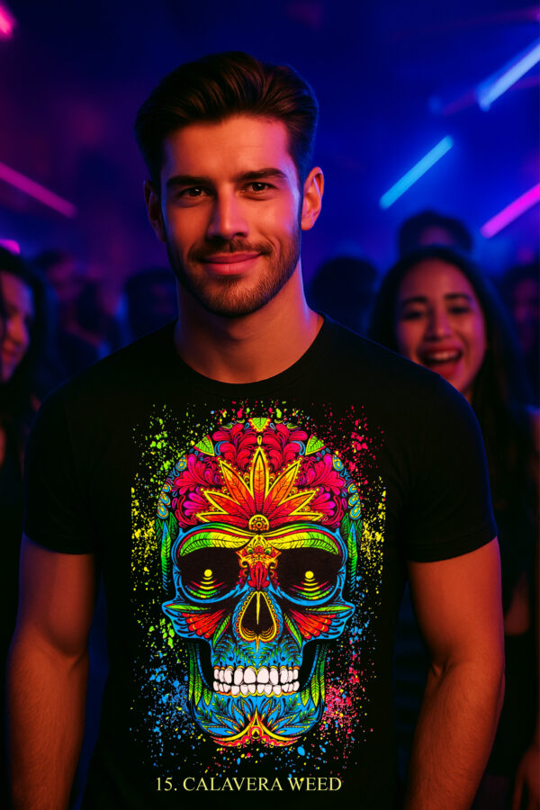 CALABERA WEED IL Psychedelic Skull T-Shirt – Mexican Art Meets Halloween
