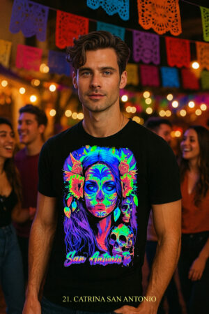 CATRINA SAN ANTONIO 🌺 San Antonio TX Catrina Blacklight T-Shirt 💀