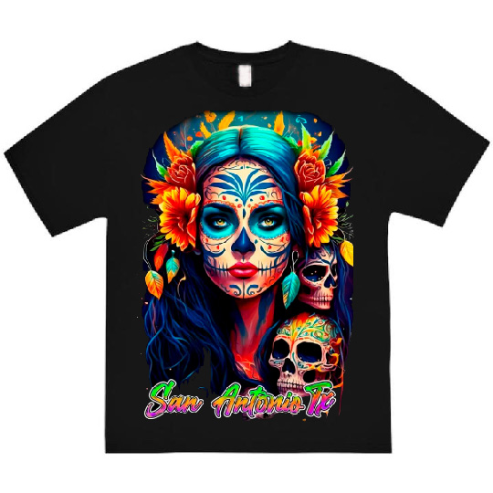 CATRINA SAN ANTOS 🌺 San Antonio TX Catrina Blacklight T-Shirt 💀