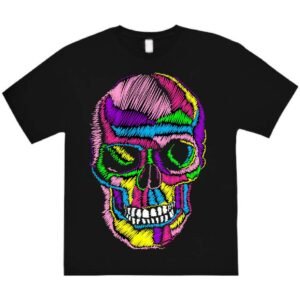 cal crayons Neon Crayon Skull T-Shirt