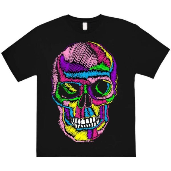 cal crayons Neon Crayon Skull T-Shirt